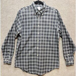 Brooks Brothers Men's Shirt Long Sleeve Black White Plaid Preppy Academia Casual